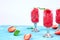 Summer refreshing strawberry sorbet, slush granita drink in serving glasses