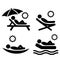 Summer relax sunbathing pictograms flat people icons isolated on