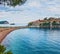 Summer resort landscape, Island of Saint Stephen, Budva, Adriatic sea, Montenegro