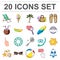 Summer rest cartoon icons in set collection for design. Beach accessory vector symbol stock web illustration.