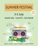 Summer retro festival poster design boombox illustration