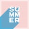 Summer retro poster banner with polka dot or halftone vintage vector design and long shadow creative typography.