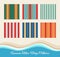 Summer retro striped patterns similar to stripes of awnings, deck chars and beach towels.