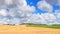 Summer rural landscape, banner - view of agricultural fields under sky with clouds, in the historical province Gascony
