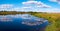 Summer rushy lake panorama