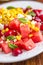 Summer Salad with Watermelon, Cherry and Sweetcorn