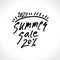 Summer Sale. 20% off. Hand lettering and sun vector poster.