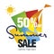 Summer sale 50 percent off discount offer sailboat color background vector