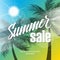 Summer Sale background with hand lettering and palm trees for business, promotion and advertising.