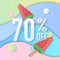 Summer sale banner 70% 3D pastel gradient colorful popsicle ice cream curve wave line