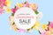 Summer Sale Banner with Lily, Rose, Chamomile and Calla Flowers.