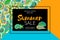 Summer sale banner with objects of marine life, bright design. Vector eps 10