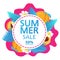 Summer sale banner.Offers a 50 discount.Apricot tropical fruit palm leaves.