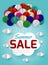 Summer sale banner with paper origami balloon and clouds, flyer, invitation, poster, web site or greeting card.paper art style