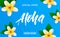 Summer sale banner with plumeria flowers and lettering Aloha for promotion, discount, sale, web.