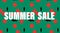 Summer sale banner, poster with hand drawn cherry. Green and red Vector