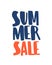 Summer Sale bold phrase decorated by colored splash. Advertising composition for seasonal discount with handwritten