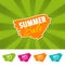 Summer sale color banner and 10%, 20%, 30% & 40% Off Marks. Vector illustration