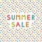 Summer sale cute colorful card. Funny poster. Seamless dots pattern.