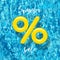 Summer Sale design template. Vector percent sign made of yellow swimming rings and Summer Sale text on blue pool water