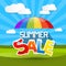 Summer Sale Illustration with Colorful Parasol