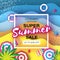 Summer Sale in paper cut style. Origami Beach rest. Summer vacantion poster. Top view on colorful beach elements. Square