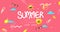 Summer sale poster banner design for promotion with pink tone beach elements