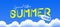 Summer sale promotion website banner heading design on graphic blue sky and cloud background vector for banner or poster. Sale and