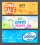 Summer sale and summer holidays vector web banner designs set