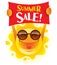 Summer Sale! Summer sun holding a sign above itâ€™s head.