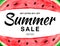 Summer sale vector banner with watercolor watermelon isolated on white background.
