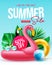 Summer sale vector poster design. Summer sale text for shopping and travel promo discount up to 50% off with tropical season.