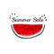 Summer sale watercolor watermelon bright banner with text isolated on white background