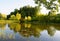 Summer scenery with lake in the autumn