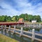 Summer scenery with rotary bridge, canal, blue sky and clouds, Tilburg, Netherlands