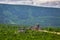 Summer scenery of the trail on Mount Szrenica in the Karkonosze Mountains, Poland