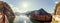 Summer scenery. of Vidraru Lake and Dam glowing in sunlight. creative image. location. Vidraru Dam, Romania. Carpathian Mountains,