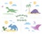 Summer scenes with cute dinosaurs
