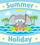Summer sea background with elephant