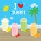 Summer sea beach cartoon cocktails fruit juice holiday vacation vector