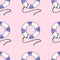 Summer sea doodle blue lifebuoy seamless pattern pink