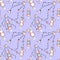 Summer sea doodle juicy ice cream, citrus cocktail and seashell beads seamless pattern light blue