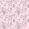 Summer sea doodle juicy ice cream, citrus cocktail and seashell beads seamless pattern pink