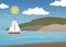 Summer Sea Landscape with Boat Illustration