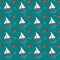 Summer sea pattern with ships, waves and fish on a blue background