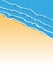 Summer sea smooth background with waves in paper cut out style with blank space
