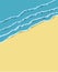 Summer sea smooth background with waves in paper cut out style with blank space. Vector