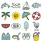 Summer sea vacation vector icons collection