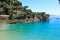 Summer sea view of the beautiful city on Liguria coast - Portofino, Italian riviera.