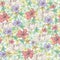 Summer seamless background with small multicolored flowers. Flower meadow, vector print from painted bright wildflowers